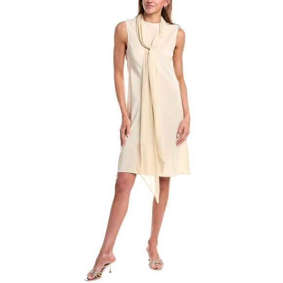 Helmut Lang Womens  Scarf Silk Mini Dress, Beige - Picture 1 of 3
